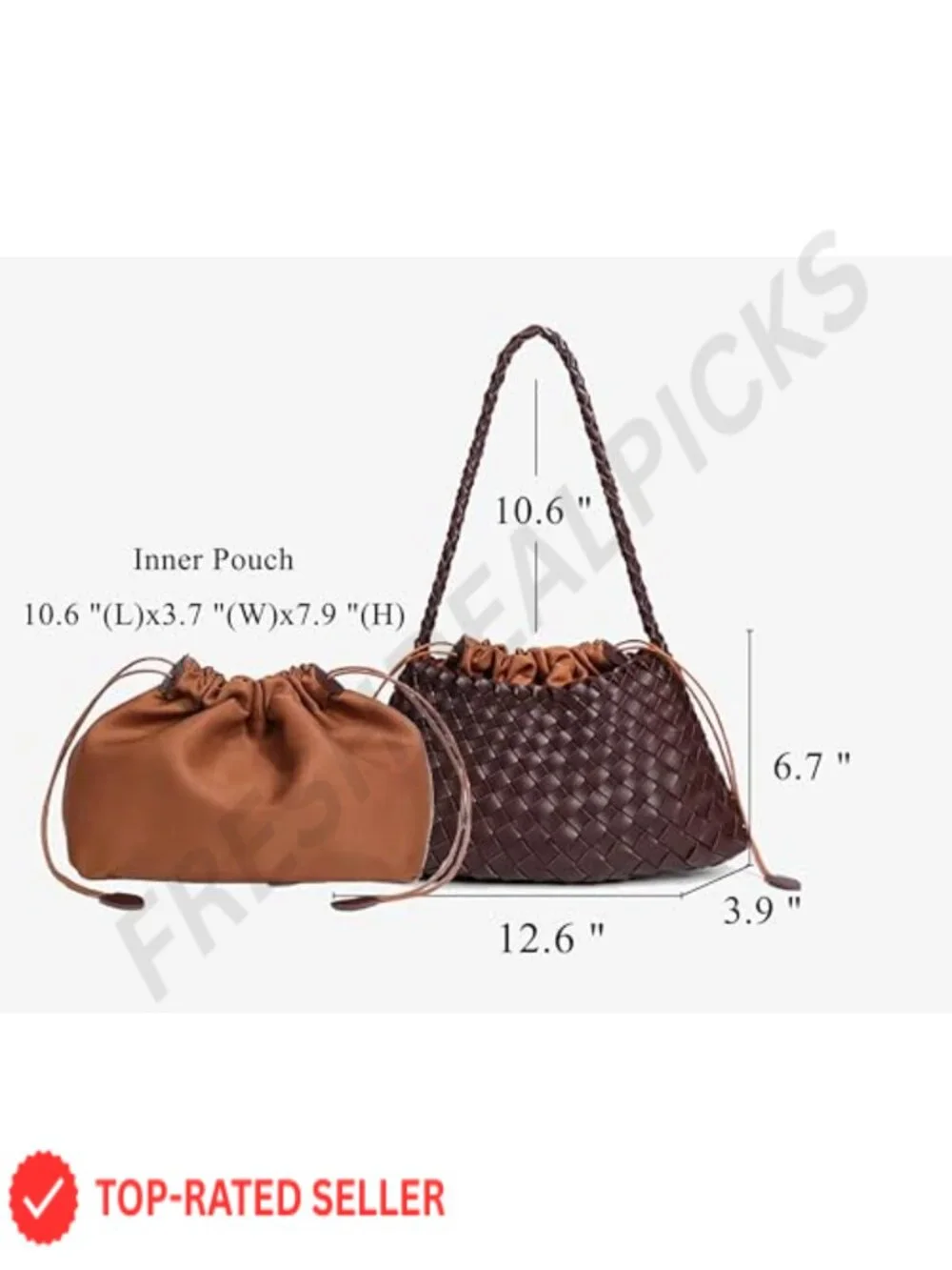 Woven Hobo Bags Women Trendy Suede Bucket Purse Shoulder Bag Tote Handbag